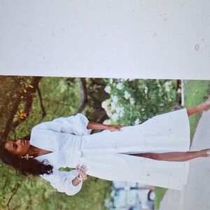 Ashro White Maxi Dress Cotton Blend Ladies 12 Vacation Resortwear Buttondown